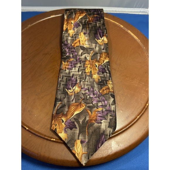 Hallmark Other - Celebrations By MMG Hallmark Multicolor Men's 100% Silk Tie Leaves Necktie USA